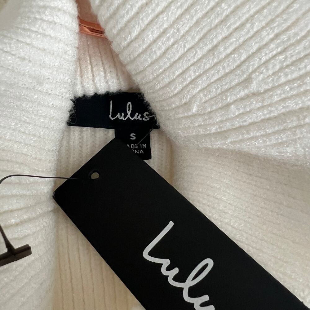 Lulus ivory cream turtleneck sweater bishop balloon sleeves - Picture 4 of 5